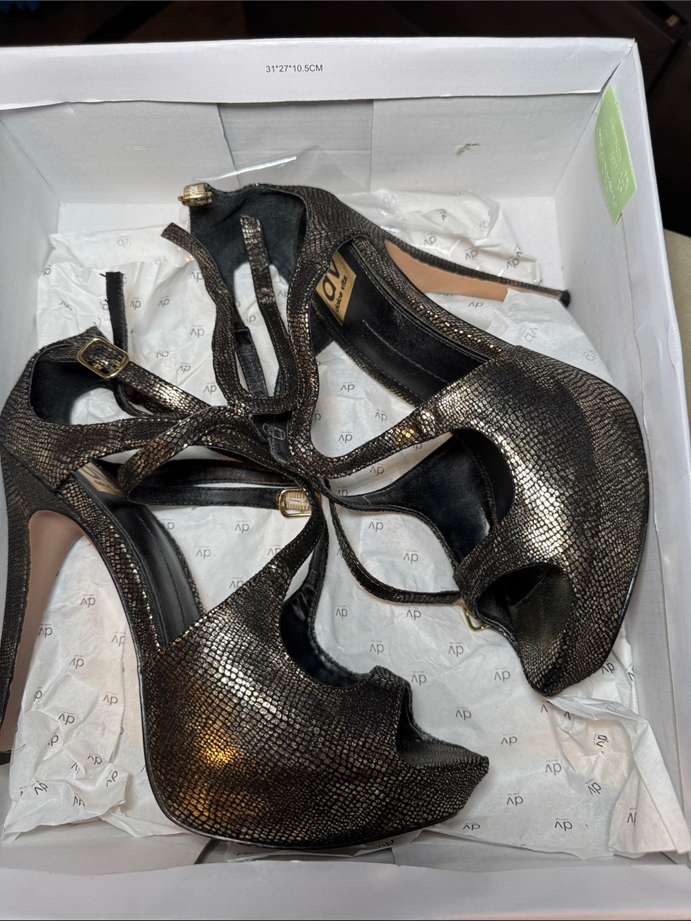 Dolce Vita Metallic Pewter Peep-Toe Ankle-Strap Heels